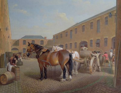 Loading the Drays at Whitbread Brewery, Chiswell Street, London, 1783 by George Garrard